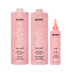 super-sized shine set mirrorball high shine + protect antioxidant shampoo + conditioner + flash mask